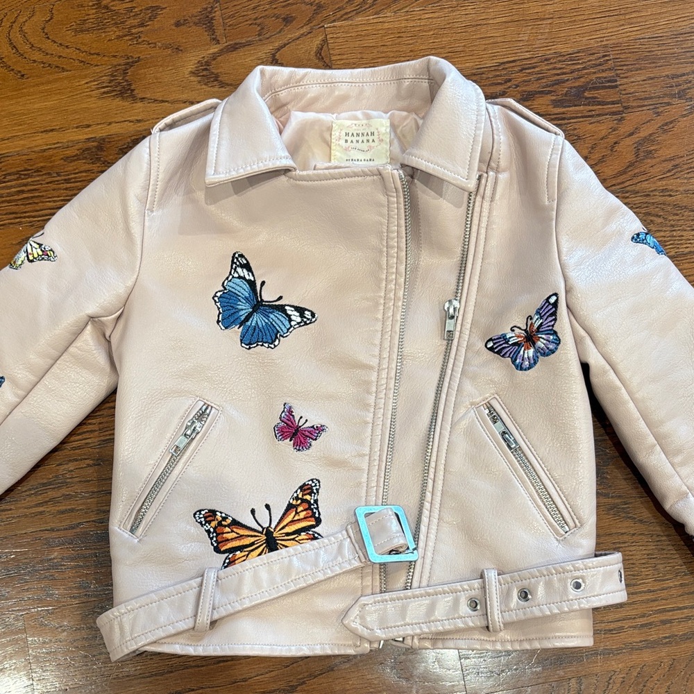 Hannah Banana Pink Jacket with Butterfly Embroidery